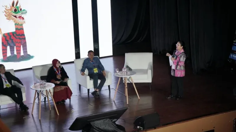 Wali Kota Semarang Agustina Wilujeng memaparkan inovasi ketahanan pangan dan pengendalian inflasi dalam Jakarta Future Festival 2026.