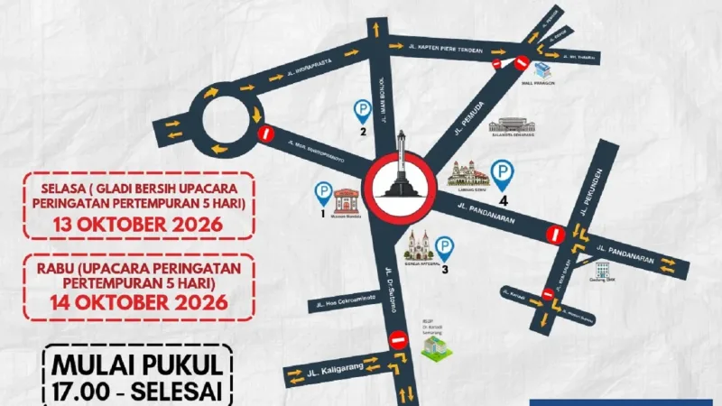 Peringatan Pertempuran Lima Hari di Semarang, Tugu Muda Ditutup dan Parkir Dialihkan