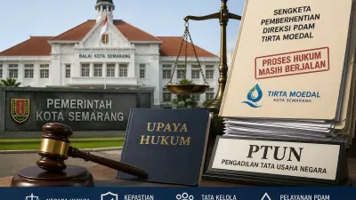 Pemkot Semarang menempuh upaya hukum terkait sengketa PTUN PDAM Tirta Moedal. Putusan banding belum inkracht, proses berlanjut.