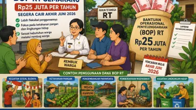 Pemkot Semarang mulai cairkan BOP RT Rp25 juta per tahun akhir Juni 2026. Dana dapat digunakan untuk pemberdayaan dan lingkungan.