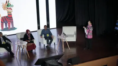 Wali Kota Semarang Agustina Wilujeng memaparkan inovasi ketahanan pangan dan pengendalian inflasi dalam Jakarta Future Festival 2026.