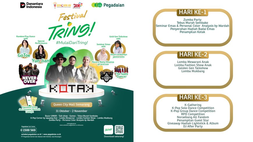 Festival Tring! Pegadaian Hadir di Semarang, Sajikan Hiburan, Edukasi, dan Promo Emas Menarik