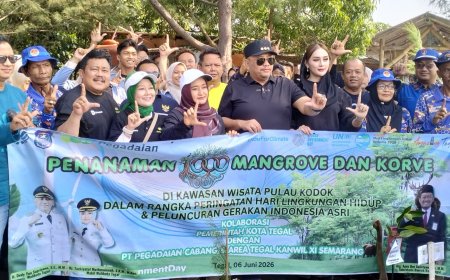Dukung Hari Lingkungan Hidup Sedunia, PT Pegadaian Kanwil XI Semarang Tanam 1.000 Mangrove di Pantai Kodok Tegal